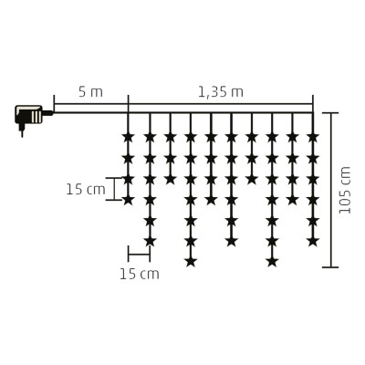 LED fényfüggöny csillag dekorációval - KAF 50L/WW